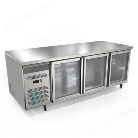 商用蓝光工作台冷藏冷冻玻璃门展示柜保鲜冰柜厨房平冷操作台