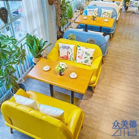 餐吧咖啡厅靠墙卡座沙发，西餐厅甜品店软包坐垫沙发定做，餐厅桌椅沙发组合  众美德家具
