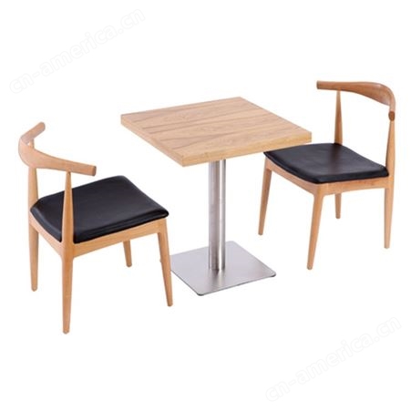 厂家自产自销实木餐桌，咖啡厅料理店木色餐桌椅组合，餐厅西餐厅饰面板餐桌定制  众美德家具