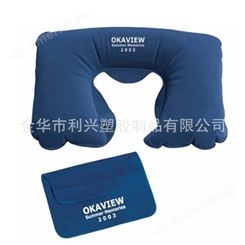 旅行气枕 U型充气枕头 保健颈椎枕 护颈枕 植绒枕 U形枕 42g