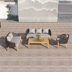北欧户外桌椅 沙发三件套花园露天阳台别墅纯手工编织椅 休闲家具