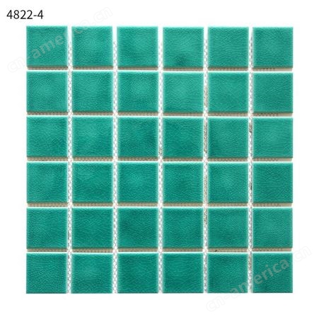 4822-4游泳池冰裂纹绿色马赛克地板砖 地中海风格水池拼图陶瓷砖