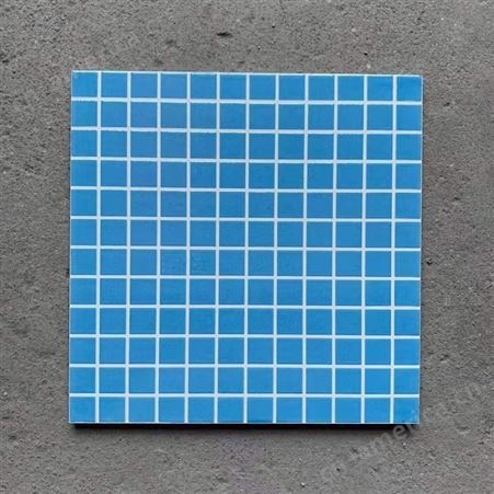 蓝色格子抛晶砖 浴室游泳池防滑耐磨马赛克瓷砖