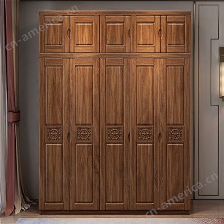 新中式简约衣柜 白蜡木实木衣橱 1.6米卧室移门衣柜小户型卧室家具 可定做