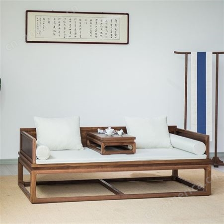 新中式推拉罗汉床 实木简约禅意沙发床 储物榫卯客厅床 榻罗汉榻家具 可定做