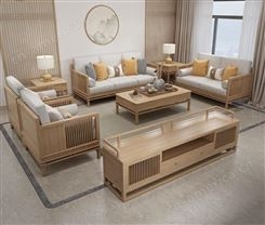 新中式实木沙发组合 会客厅休闲洽谈单人沙发椅现代禅意原木沙发 可定制