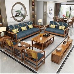新中式实木沙发 全实木冬夏两用家具 禅意别墅客厅大户型储物木沙发 可定做