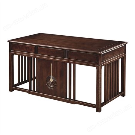 新中式办公桌椅组合 全实木老板桌总裁桌 祥云大班公室家具 可定做